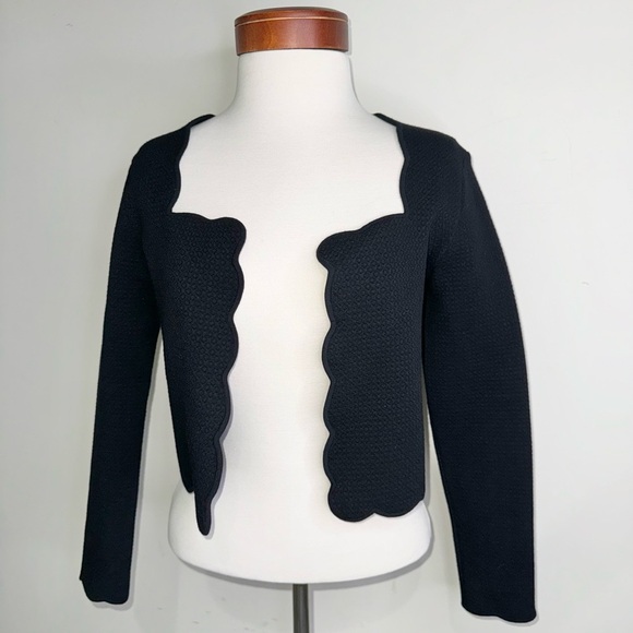 Antonio Berardi Scallop-Edge Open-Front Cardigan Black - Picture 2 of 10